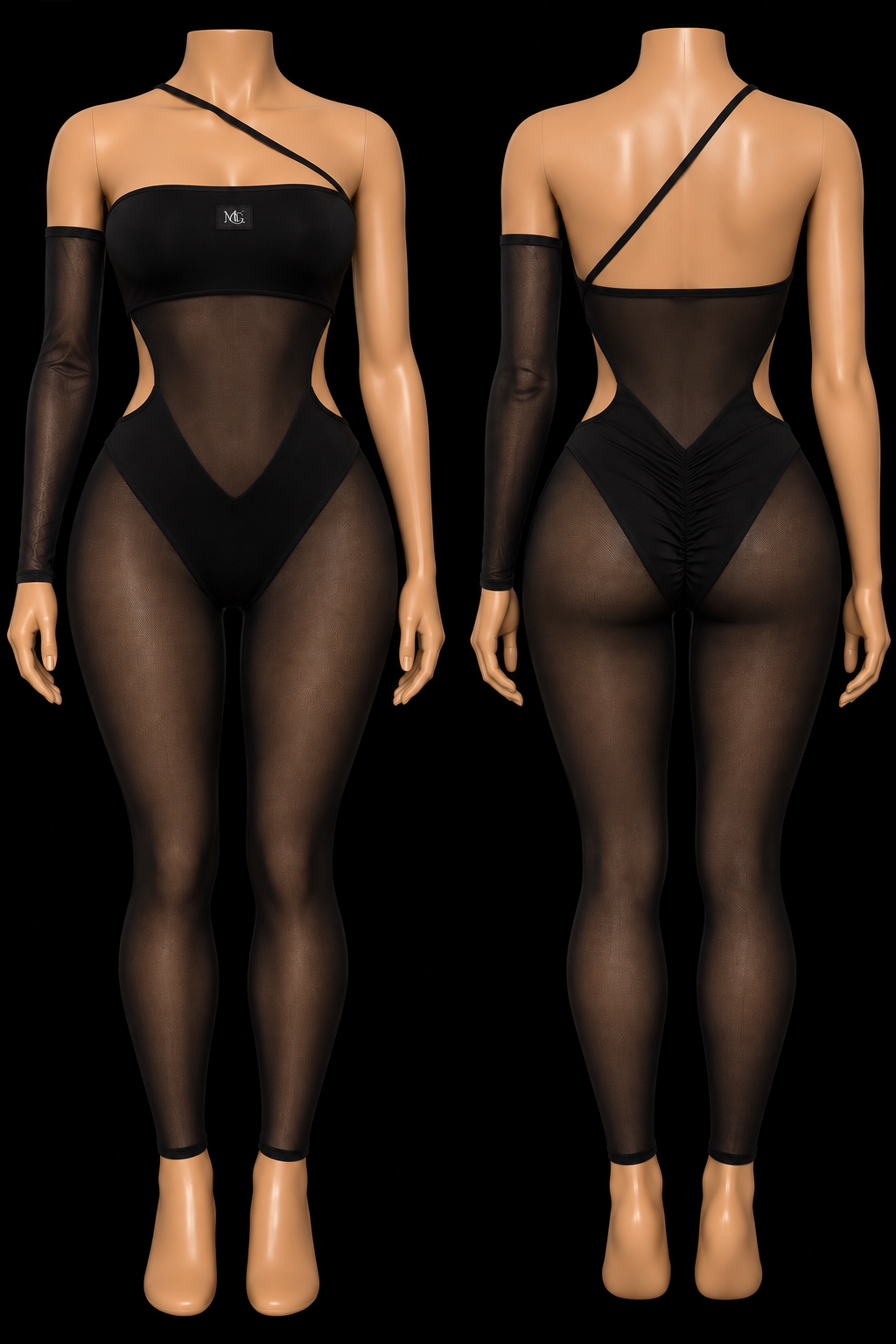 Asymmetrical Mesh Jumpsuit